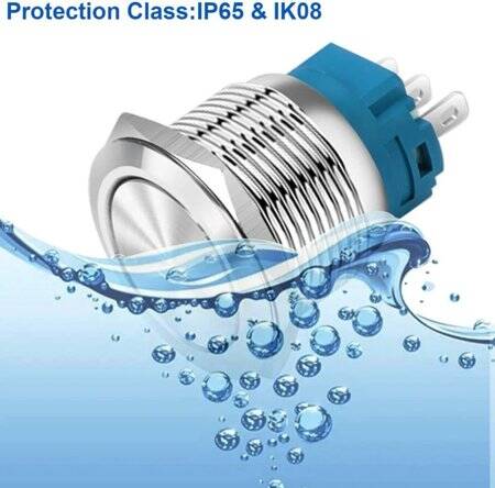 Flat Head 22mm 110-220V Waterproof Momentary Self-Resert Metal Push Button Switch With Yellow Led Light And Switch Socket Button Connector - 4