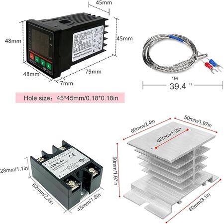 REXC100 Termostat + SSR-40DA Solid State Röle + K Termokupl 1m Prob Sensörü SSR 12V Çıkış TC(K- J- S- E) / RTD (PT100- CU50) Üniversal Giriş - 2